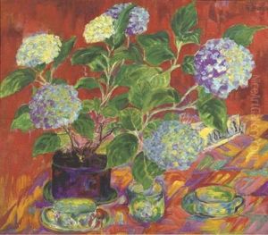 A Still Life With Hydrangea by Philipp Bauknecht