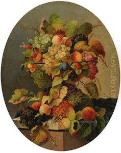Still Life With Flowers And Fruit by Carl Baum