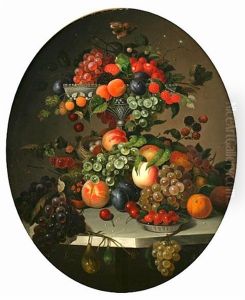 Still Life Of Fruit In An Ewer On A Marble Table