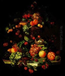 Still Life With Fruit And Bird's Nest by Carl Baum