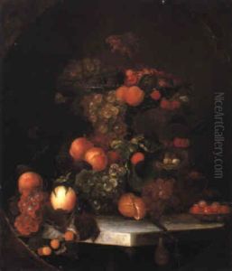 Still Life With Grapes, Peaches And Bird's Nest by Carl Baum