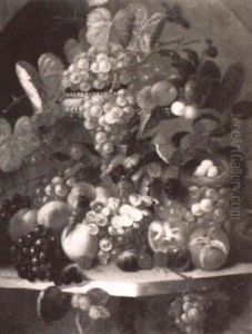 Still Life With Fruit And Bird's Nest by Carl Baum