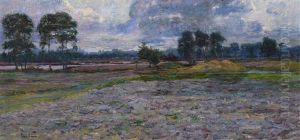 Weite Landschaft Mit Baumen Und Bachlauf by Paul Baum