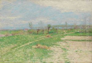 Fuspfad An Rasenhang In Sandiger Wiesenlandschaft, Haus Und Allee In Der Ferne by Paul Baum