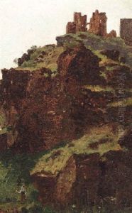 Alte Burgruine Auf Der Spitze Eines Felsberges
