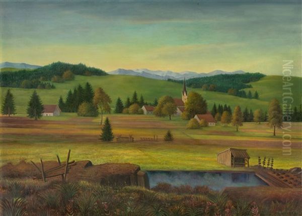 Hugelige Landschaft Mit Kirche - view 1
