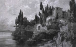 Parti Fra Italien Med H+jtliggende Huse Med Udsigt Ud Ver Middelhavet by Hermann Baumeister