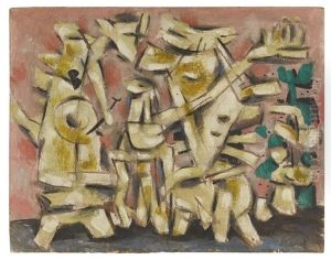 Heitere Bewegung Auf Rosa (cheerful Movement In Pink) by Willi Baumeister