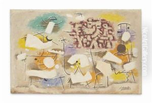 Lyrik Mit Weisen Formen (gelb-orange) (poetry With White Forms (yellow-orange)) by Willi Baumeister