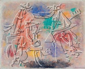Relief-bild Farbig (scheinrelief, Gilgamesch) by Willi Baumeister