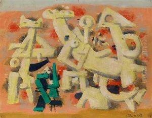Heitere Bewegung Auf Rosa by Willi Baumeister