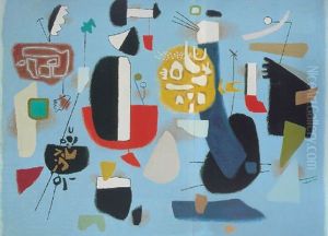 Dialog Rot-blau by Willi Baumeister