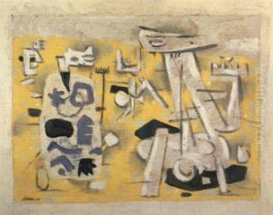 Komposition Mit Gelbem Fond (metaphysische Landschaft) by Willi Baumeister