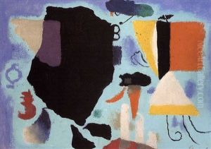 Schwarzer Fels Blau-grun by Willi Baumeister