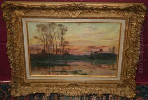 Coucher De Soleil Sur Le Lac by Jean-Charles Cazin