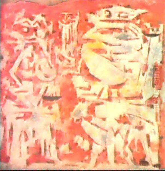 Graue Figuren Auf Weinrot - view 1