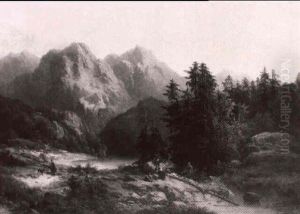 Schweizer Gebirgslandschaft Mit See by Henri Baumgartner