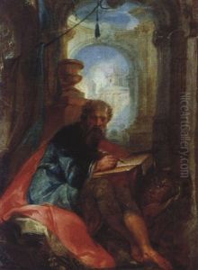Der Evangelist Markus Schreibend by Johann Wolfgang Baumgartner