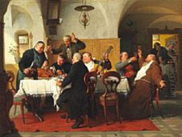Interior From An Inn With Festive Men - view 1