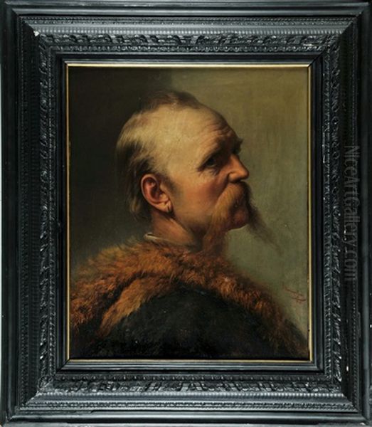 Portrait Eines Herrn Mit Schnurrbart Im Pelzmantel - view 1