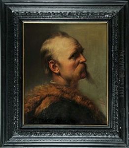 Portrait Eines Herrn Mit Schnurrbart Im Pelzmantel