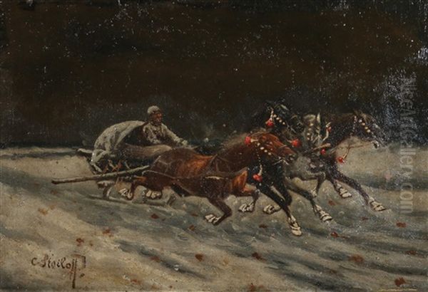 Wintry Landscape With Troika - view 1