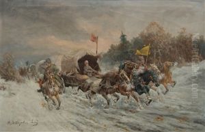 Goldtransport In Siberia by Adolf (Constantin) Baumgartner-Stoiloff