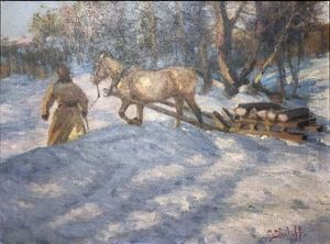 Winter Scene by Adolf (Constantin) Baumgartner-Stoiloff