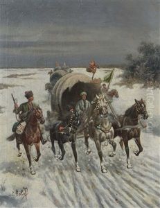 Treck In Verschneiter Russischer Landschaft