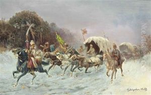 A Troika In The Snow by Adolf (Constantin) Baumgartner-Stoiloff