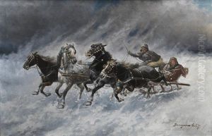 The Sleigh Ride by Adolf (Constantin) Baumgartner-Stoiloff