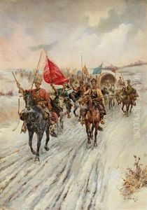 The Gold Escort by Adolf (Constantin) Baumgartner-Stoiloff