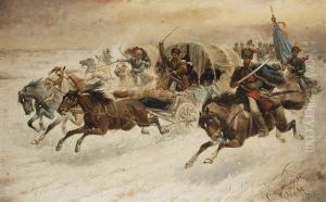 Reitende Kosaken by Adolf (Constantin) Baumgartner-Stoiloff
