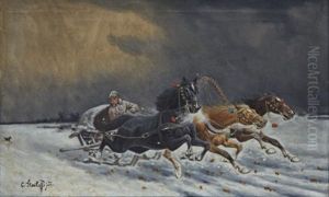 Sleighride by Adolf (Constantin) Baumgartner-Stoiloff