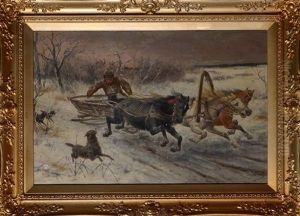 A Dog Sled Attacked By Wolves
