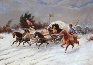 Cossacks In Caravan by Adolf (Constantin) Baumgartner-Stoiloff