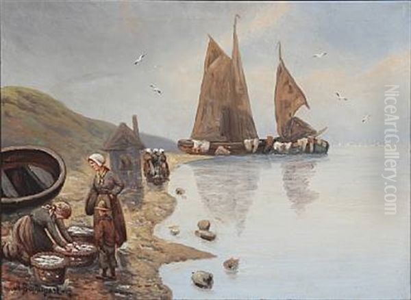 Coastal Scene With A Fisherman's Wife Selling Fish - view 1