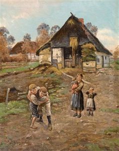 Bauernfamilie by Adolf (Constantin) Baumgartner-Stoiloff