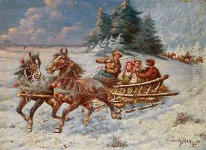 Russisches Schlittengespann In Weiter Winterlandschaft