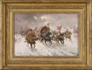 Transporting Gold In Siberia by Adolf (Constantin) Baumgartner-Stoiloff