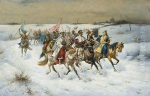 Orientalische Reitergruppe by Adolf (Constantin) Baumgartner-Stoiloff