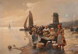 Fishermens' Wives On A Beach