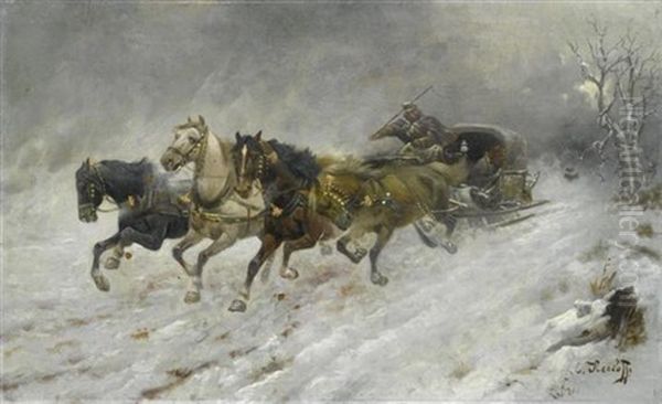 Pferdeschlitten Im Winter - view 1