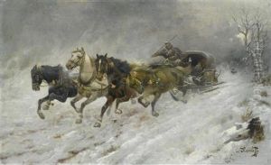 Pferdeschlitten Im Winter