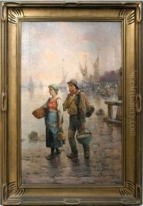 Oyster Gatherers by Adolf (Constantin) Baumgartner-Stoiloff
