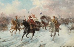 Cossacks Charge by Adolf (Constantin) Baumgartner-Stoiloff