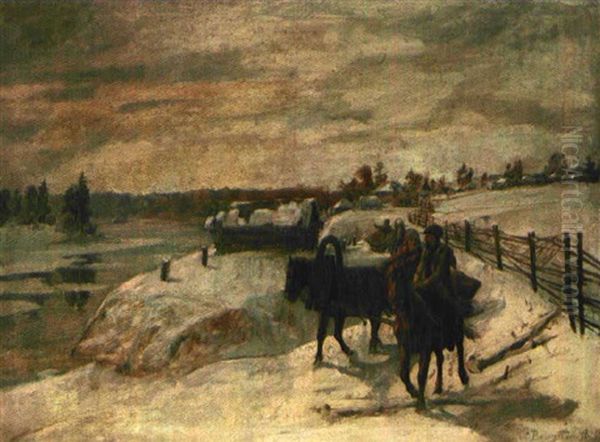 Russische Bauern Mit Einer Troika - view 1