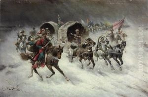 Gold Convoy In Siberia by Adolf (Constantin) Baumgartner-Stoiloff