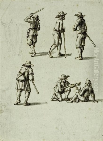 Sheet With Various Studies Of A Cowherd - view 1