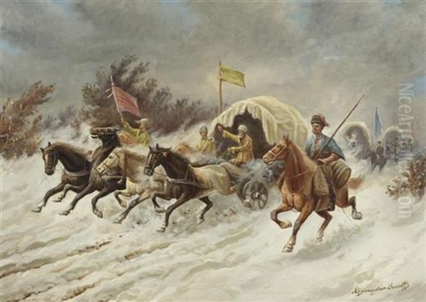 Reitende Kosaken Im Schnee - view 1